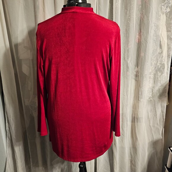 #184 NEW Chicos Size 3 Travelers Classic Side-Slit Jacket in Enamel Red - Picture 2 of 9